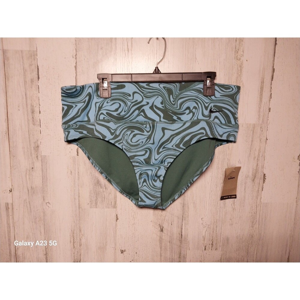 Nike Swim High Waisted Bikini Bottoms Blue Swirl XXL